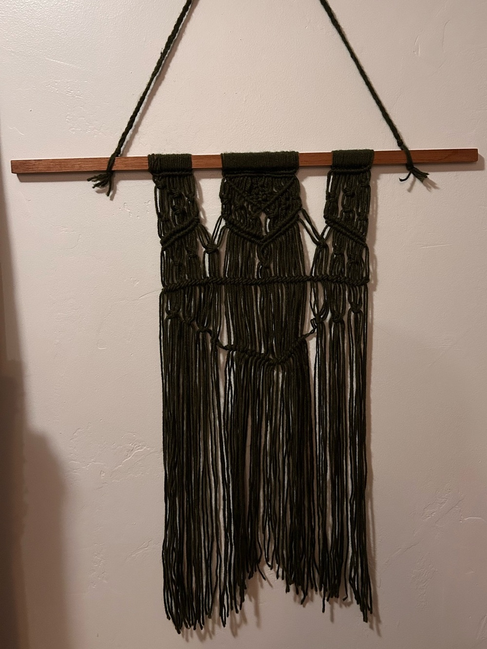 Handcrafted Dark Olive Green Macramé Wall Hanging